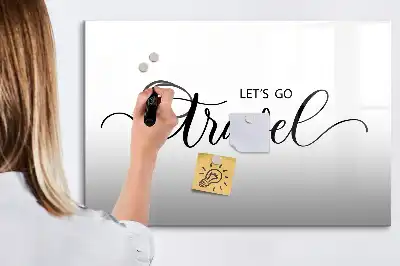 Magnetic glass dry erase board travel text design