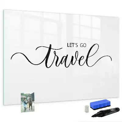 Magnetic glass dry erase board travel text design