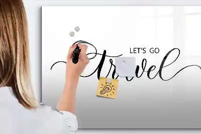 Magnetic glass dry erase board travel text design