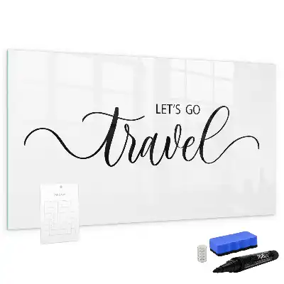 Magnetic glass dry erase board travel text design