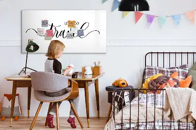 Magnetic glass dry erase board travel text design