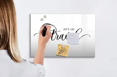 Magnetic glass dry erase board travel text design