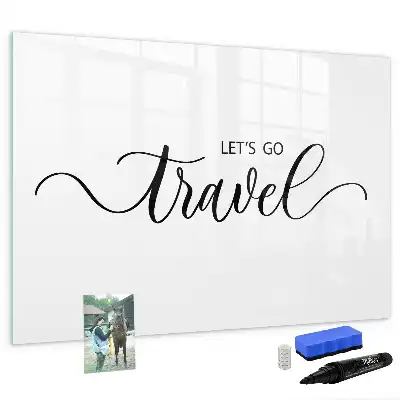 Magnetic glass dry erase board travel text design