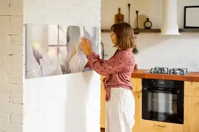 Magnetic glass dry erase board with watercolor plants design