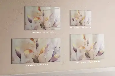 Magnetic glass dry erase board with watercolor plants design