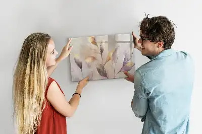 Magnetic glass dry erase board with watercolor plants design