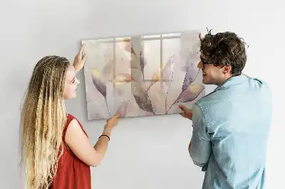 Magnetic glass dry erase board with watercolor plants design