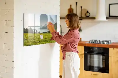 Magnetic marker board mountains and plains design