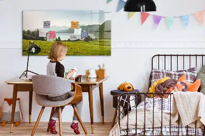Magnetic marker board mountains and plains design
