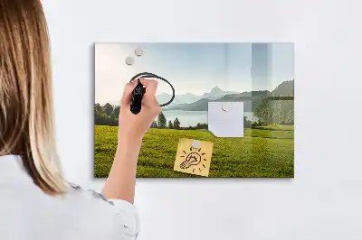 Magnetic marker board mountains and plains design