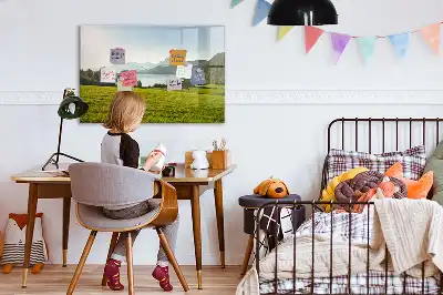 Magnetic marker board mountains and plains design