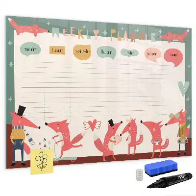 Magnetic glass dry erase board children's weekly planner