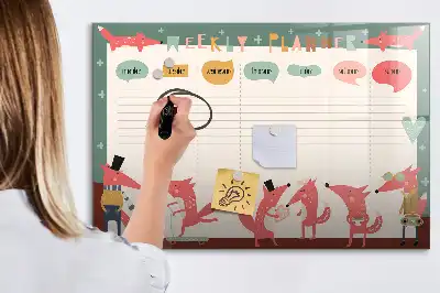 Magnetic glass dry erase board children's weekly planner