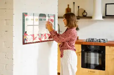 Magnetic glass dry erase board children's weekly planner