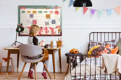Magnetic glass dry erase board children's weekly planner