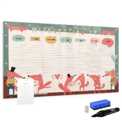 Magnetic glass dry erase board children's weekly planner
