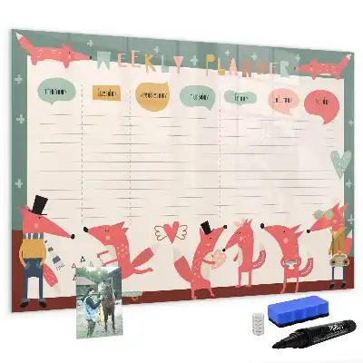 Magnetic glass dry erase board children's weekly planner