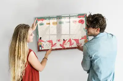 Magnetic glass dry erase board children's weekly planner