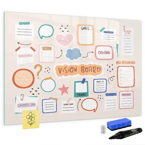 Magnetic marker board colorful vision board