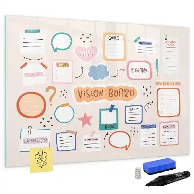 Magnetic marker board colorful vision board