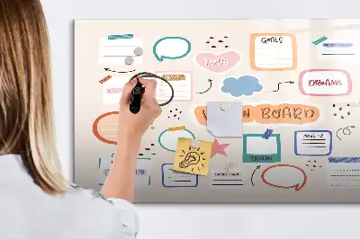 Magnetic marker board colorful vision board