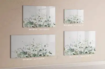 Magnetic glass dry erase board with plant leaf design