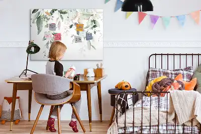 Magnetic marker board with plant leaves print