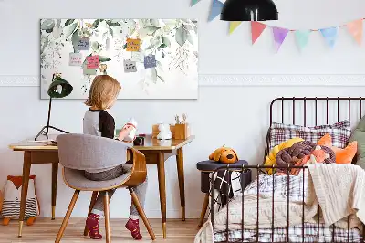 Magnetic marker board with plant leaves print