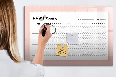 Magnetic glass dry erase board habit tracker