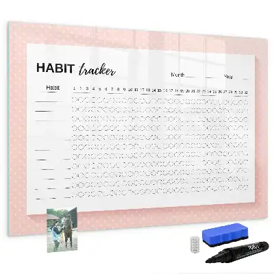 Magnetic glass dry erase board habit tracker