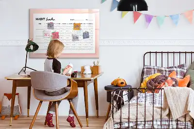 Magnetic glass dry erase board habit tracker