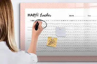 Magnetic glass dry erase board habit tracker