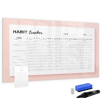 Magnetic glass dry erase board habit tracker