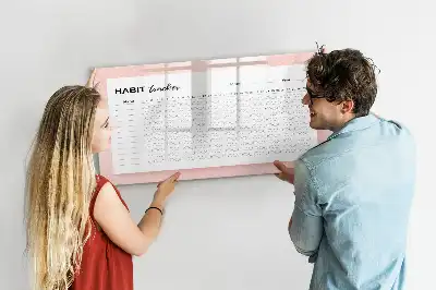Magnetic glass dry erase board habit tracker
