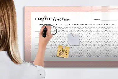 Magnetic glass dry erase board habit tracker