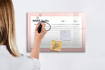 Magnetic glass dry erase board habit tracker