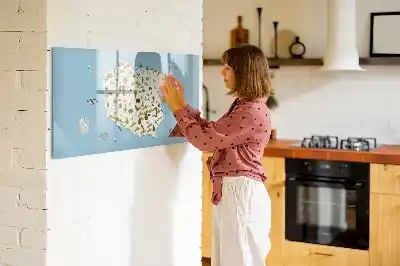 Magnetic glass dry erase board featuring a map of Poland with animal illustrations