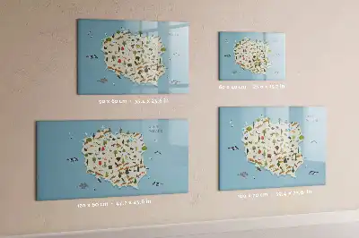 Magnetic glass dry erase board featuring a map of Poland with animal illustrations