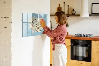 Magnetic glass dry erase board featuring a map of Poland with animal illustrations