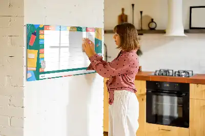 Magnetic glass dry erase board timetable planner