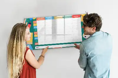 Magnetic glass dry erase board timetable planner