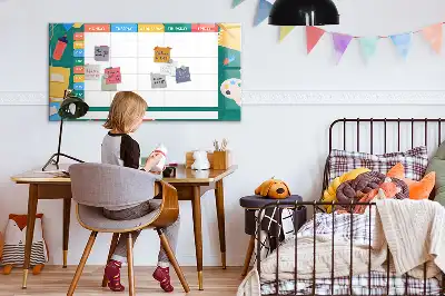 Magnetic glass dry erase board timetable planner