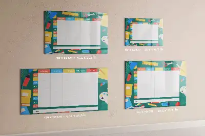 Magnetic glass dry erase board timetable planner