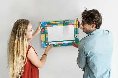Magnetic glass dry erase board timetable planner