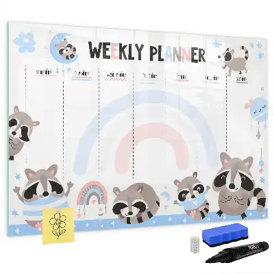 Magnetic glass dry erase board children's weekly planner