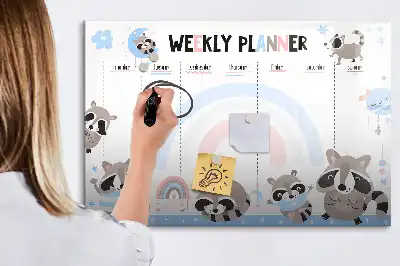 Magnetic glass dry erase board children's weekly planner