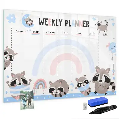 Magnetic glass dry erase board children's weekly planner