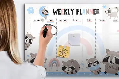 Magnetic glass dry erase board children's weekly planner