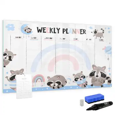 Magnetic glass dry erase board children's weekly planner