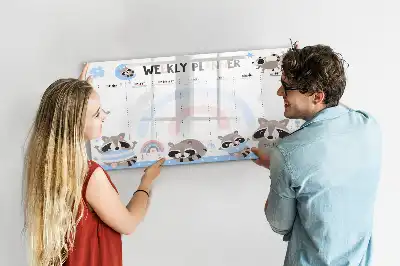 Magnetic glass dry erase board children's weekly planner